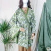 Karina Kimono Mini Dress - Vintage Sari - Willow Green Patchwork - Free Size XL