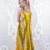 Eden Halter Maxi Dress - Vintage Sari - Yellow & Mediterranean Tone Floral - Free Size L