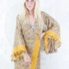 Venus Maxi Dress - Vintage Sari - Hickory & Sunflower Yellow - Size S/M