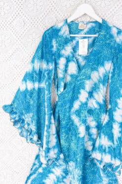 KIKIS Clothing Shop -KIKIS Clothing Shop pinned out on lace venus midi dress wide frilly butterfly sleeves handmade vintage indian sari size s m all about audrey 49