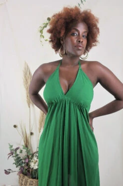 Khroma Medusa Midi Halter Dress - Forest Green - Free Size