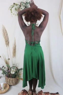 Khroma Medusa Midi Halter Dress - Forest Green - Free Size -KIKIS Clothing Shop rayon forest green halter neck hippie dress all about audrey 7