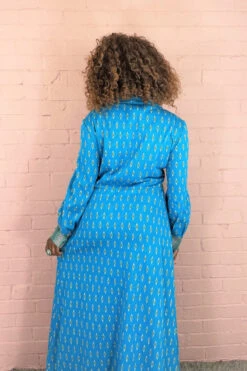 Vintage Retro Jacket/Dress - Deep Sky Blue & Lime- Size S/M 7 Vintage Retro Jacket/Dress - Deep Sky Blue & Lime- Size S/M -KIKIS Clothing Shop retro deep sky blue knitted housecoat jacket maxi all about audrey 3