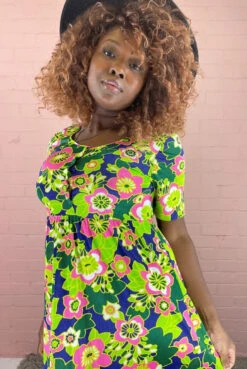 70s Vintage Maxi Dress - Purple, Forrest Green, Lime & Pink Bold Floral - S 6 70s Vintage Maxi Dress - Purple, Forrest Green, Lime & Pink Bold Floral - S -KIKIS Clothing Shop retro floral bright lime maxi dress all about audrey 2