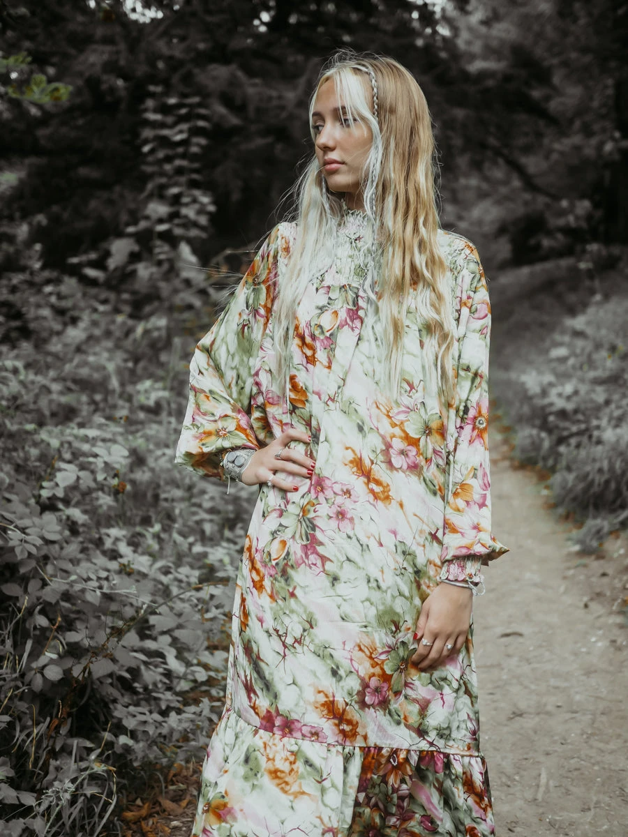 Mona Maxi Dress - Vintage Indian Sari - Magenta Pink & Sage - Free Size 7 Mona Maxi Dress - Vintage Indian Sari - Magenta Pink & Sage - Free Size - Image 7