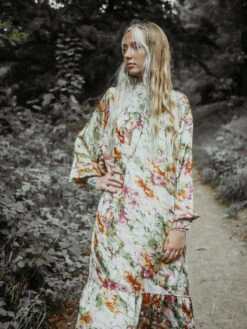 Mona Maxi Dress - Vintage Indian Sari - Beige & Blue Floral - Free Size -KIKIS Clothing Shop untitled 328 5 46725260 a79b 4bf2 aaba 627032eb2b9f