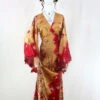 Venus Maxi Dress - Vintage Sari - Tangerine And Pomegranate Sunset - Size S/M