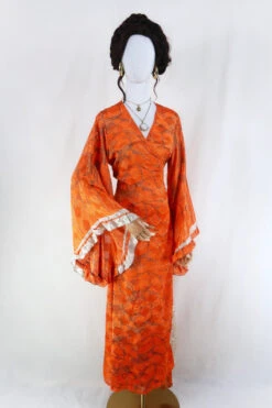 Venus Maxi Dress - Vintage Sari - Peachy Tangerine - Size M/L