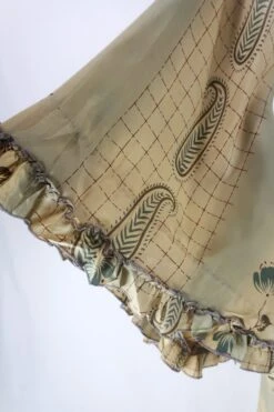 Venus Maxi Dress - Vintage Sari - Dusted Sage Floral - Size S/M 10 Venus Maxi Dress - Vintage Sari - Dusted Sage Floral - Size S/M -KIKIS Clothing Shop venus long bell sleeve wrap dress maxi frilly butterfly sleeve free size boho dress handmade from recycled vintage 70s indian sari by all about audrey 37