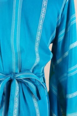 Venus Maxi Dress - Vintage Sari - Embroidered Sky Blue Stripe - Size S/M 7 Venus Maxi Dress - Vintage Sari - Embroidered Sky Blue Stripe - Size S/M -KIKIS Clothing Shop venus long bell sleeve wrap dress maxi frilly butterfly sleeve free size boho dress handmade from recycled vintage 70s indian sari by all about audrey 61