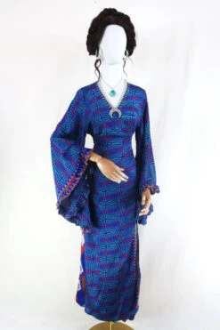 Venus Maxi Dress - Vintage Sari - Indigo Psychedelic - Size M/L