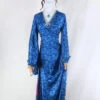 Venus Maxi Dress - Vintage Sari - Sage & Sapphire Swirls - Size S