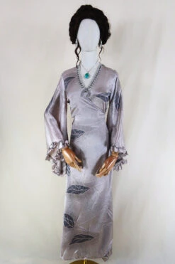 Venus Maxi Dress - Vintage Sari - Winter Ice Flora - Size S/M