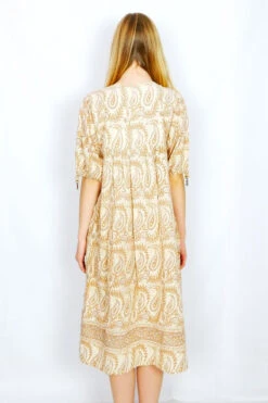 70's Vintage Midi Smock Dress - Cream, Caramel & Lilac Paisley - Size M/L -KIKIS Clothing Shop vintage 1970s bohemian dress pre loved recycled slow fashion all about audrey 8