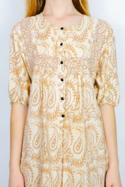 70's Vintage Midi Smock Dress - Cream, Caramel & Lilac Paisley - Size M/L -KIKIS Clothing Shop vintage 1970s bohemian dress pre loved recycled slow fashion all about audrey 9