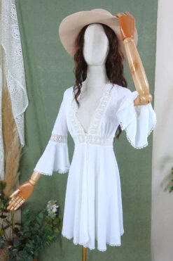 Vintage Mini Robe Dress - Sylvia Plath White - Size XXS