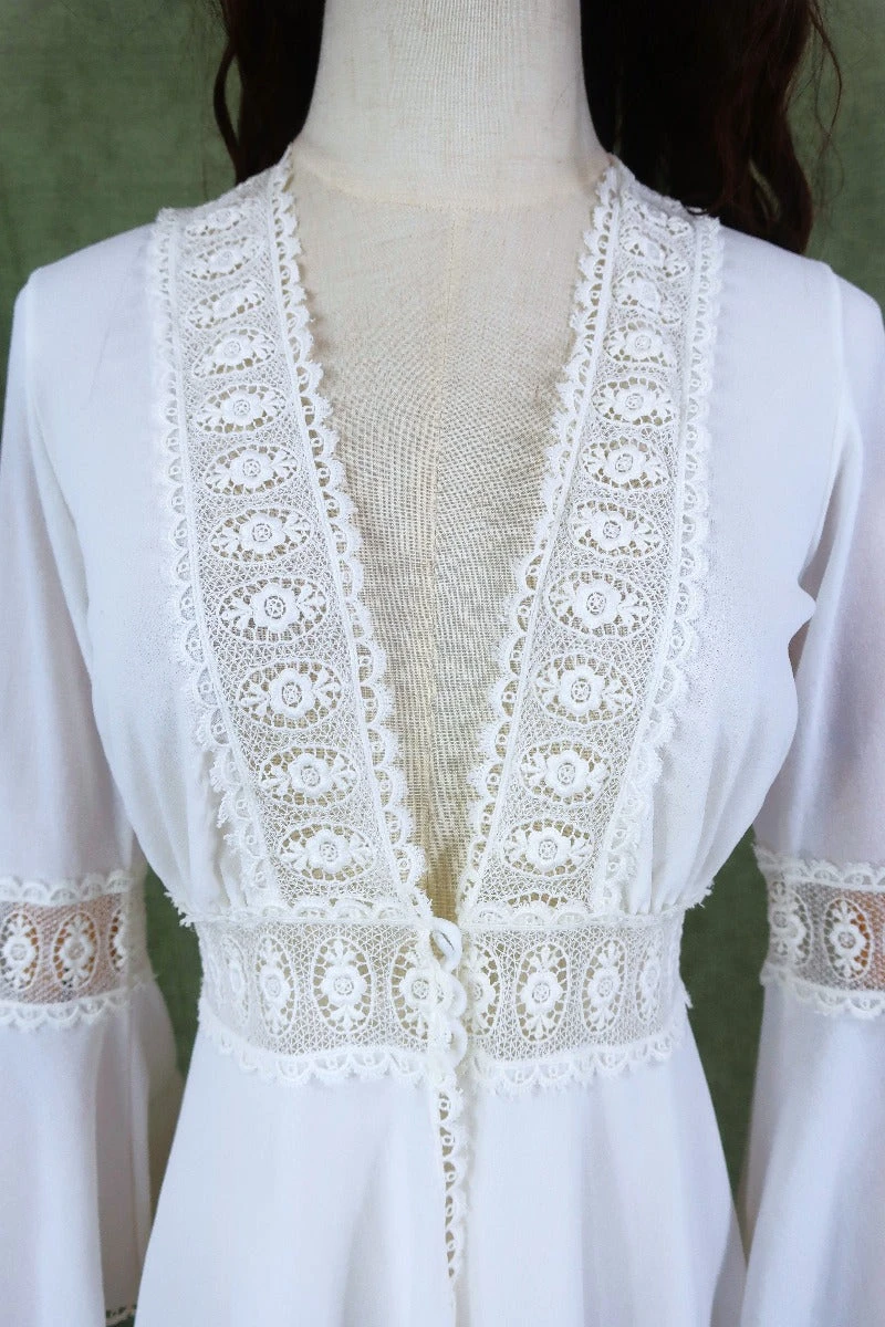 Vintage Mini Robe Dress - Sylvia Plath White - Size XXS 4 Vintage Mini Robe Dress - Sylvia Plath White - Size XXS - Image 4