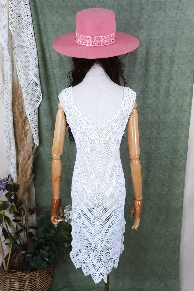Vintage Midi Dress - Woodstock Forever White Crochet - Size XS 5 Vintage Midi Dress - Woodstock Forever White Crochet - Size XS - Image 5