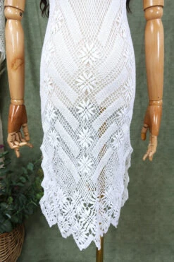 Vintage Midi Dress - Woodstock Forever White Crochet - Size XS 13 Vintage Midi Dress - Woodstock Forever White Crochet - Size XS -KIKIS Clothing Shop vintage 1970s boho clothing 70s sourced bohemian vintage blouses robes dresses crochet items sourced by all about audrey 28