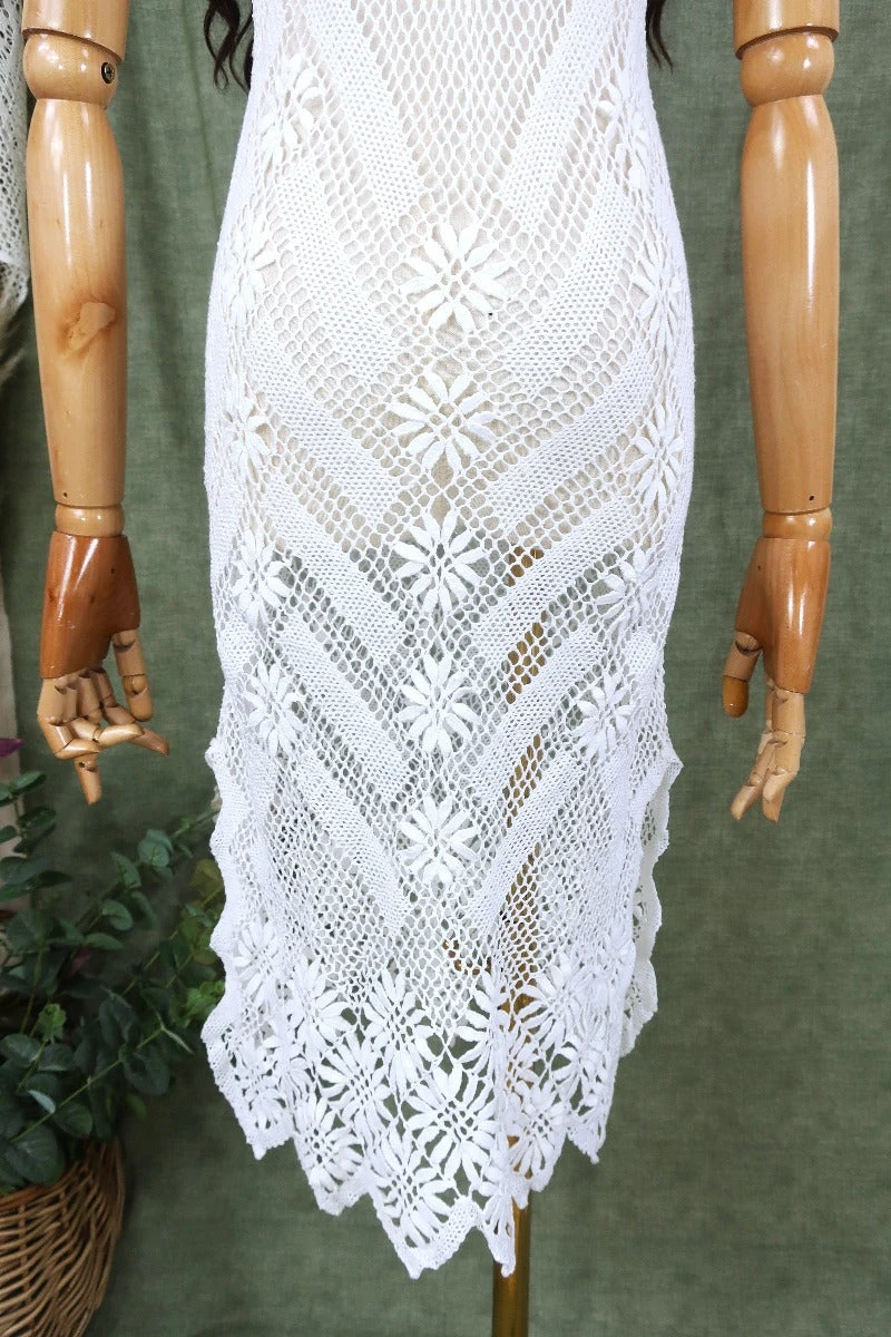 Vintage Midi Dress - Woodstock Forever White Crochet - Size XS 7 Vintage Midi Dress - Woodstock Forever White Crochet - Size XS - Image 7