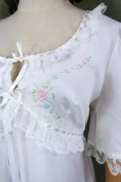 Vintage Long Midi Dress - Diamond White Lacy Floral Embroidery - Size S 10 Vintage Long Midi Dress - Diamond White Lacy Floral Embroidery - Size S -KIKIS Clothing Shop vintage 1970s boho clothing 70s sourced bohemian vintage blouses robes dresses crochet items sourced by all about audrey 32