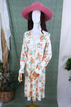 Vintage Midi Dress - Sheer Lacy Summer Breeze - Size XXS