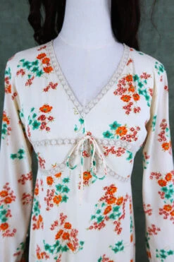 Vintage Midi Dress - Sheer Lacy Summer Breeze - Size XXS -KIKIS Clothing Shop vintage 1970s boho clothing 70s sourced bohemian vintage blouses robes dresses crochet items sourced by all about audrey 38