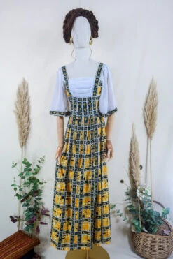 Vintage Maxi Dress - Bumble Bee Flora Prairie Dress - Size XS