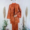 Vintage Co-Ord Set - 1960's Tangerine Mandala Jacket And Maxi Dress Set - Size L