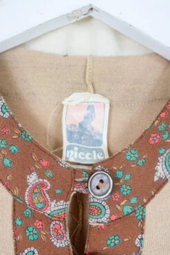 Vintage Dress - Chestnut & Taupe Paisley Cottage Midi - Size M/L -KIKIS Clothing Shop vintage bohemian retro bohochic 1970s hippie preloved boho clothing all about audrey 170