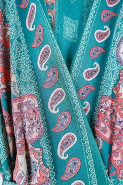 Vintage Wrap Dress - Deep Pine & Rust Paisley - Size XS-M -KIKIS Clothing Shop vintage bohemian retro bohochic 1970s hippie preloved boho clothing all about audrey 201