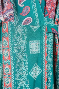 Vintage Wrap Dress - Deep Pine & Rust Paisley - Size XS-M -KIKIS Clothing Shop vintage bohemian retro bohochic 1970s hippie preloved boho clothing all about audrey 202