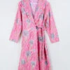 Vintage Wrap Dress - Florida Pink Carnations - Size M/L