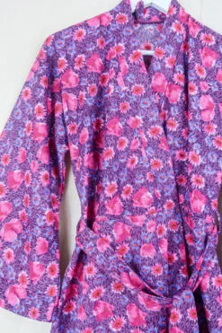 Vintage Wrap Dress - Strawflower Valley In Pink - Size M -KIKIS Clothing Shop vintage bohemian retro bohochic 1970s hippie preloved boho clothing all about audrey 226