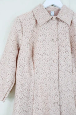 Vintage Jacket Dress - Pale Peach Fans - Size M -KIKIS Clothing Shop vintage bohemian retro bohochic 1970s hippie preloved boho clothing all about audrey 229