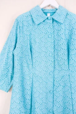 Vintage Jacket Dress - Powdered Blue Bananas - Size M/L -KIKIS Clothing Shop vintage bohemian retro bohochic 1970s hippie preloved boho clothing all about audrey 232