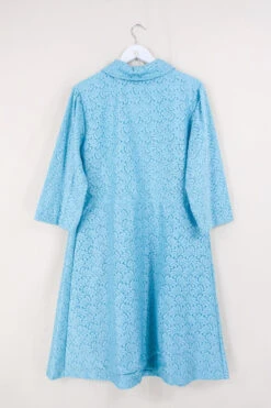 Vintage Jacket Dress - Powdered Blue Bananas - Size M/L -KIKIS Clothing Shop vintage bohemian retro bohochic 1970s hippie preloved boho clothing all about audrey 234