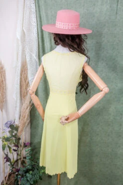 Vintage Mini Dress - Lemon Yellow Lace Slip - Size XS/S 5 Vintage Mini Dress - Lemon Yellow Lace Slip - Size XS/S -KIKIS Clothing Shop vintage prairie cottagecore 1970s bohemian vintage true vintage hippie maxi midi and mini dresses sourced by all about audrey 54