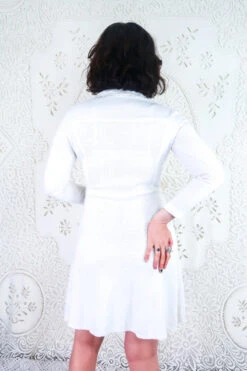 Vintage Dress - 70's Style A-Line Collared Dress - Size S -KIKIS Clothing Shop vintage retro bohemian hippiechic dress midi maxi 70s groovy gogo all about audrey 93